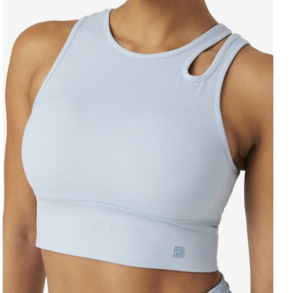 Fila Uplift Slice Crop Bra Top, size small, color- blue fog.